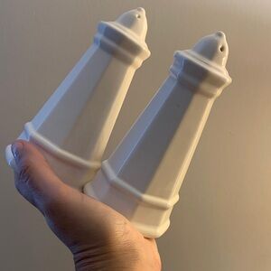 Vintage Heritage White- Pfaltzgraff USA Salt & Pepper Shakers 6”
